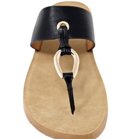 Black Sandals with Gold Accents, Size 9 - Picture 4 of 4